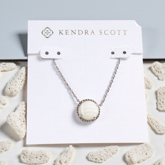 Kendra Scott Jewelry - 🌻NEW Kendra Scott Volleyball Mother-of-Pearl Silver Short Pendant Necklace